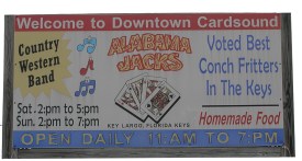 Alabama Jacks, Downtown Cardsound, sign