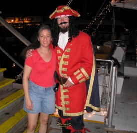 Jackie and Captain Morgan,Schooner Wharf Bar/Captain Morgan Lighted Boat Parade,Key West,Florida