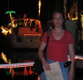 Jackie at the Schooner Wharf Bar/Captain Morgan Lighted Boar Parade,Key West,Florida